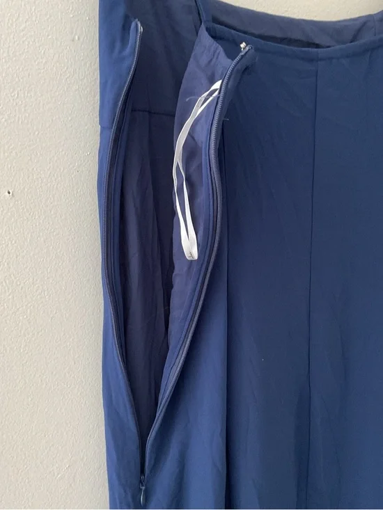 Lulus Auria Navy Blue Chiffon Drop Waist Square Neckline Maxi Dress NWT Small - Picture 9 of 15